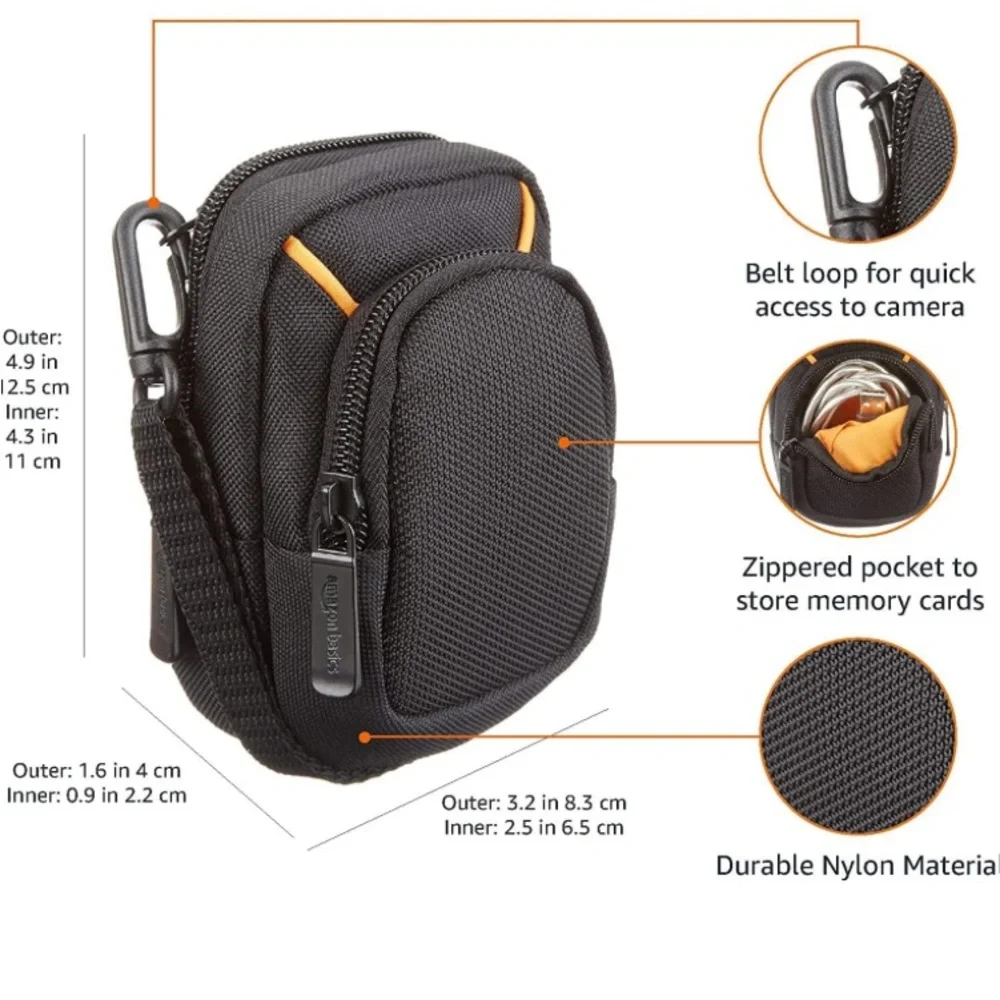 Amazon Basics Medium Point and Shoot Camera Case - 5 x 3 x 2 Inches, Black